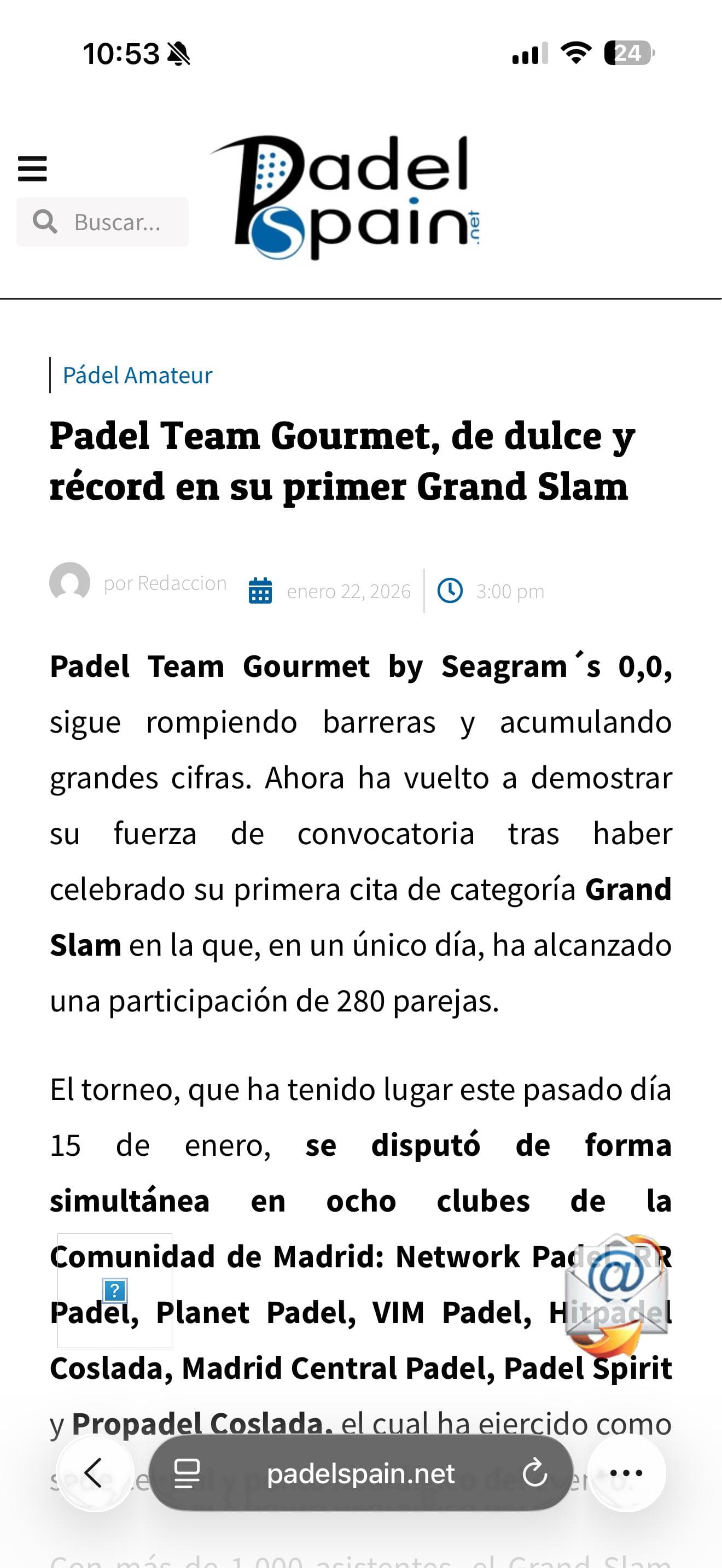 El primer Grand Slam de Padel Team Gourmet bate récord histórico con 280 parejas en un solo día