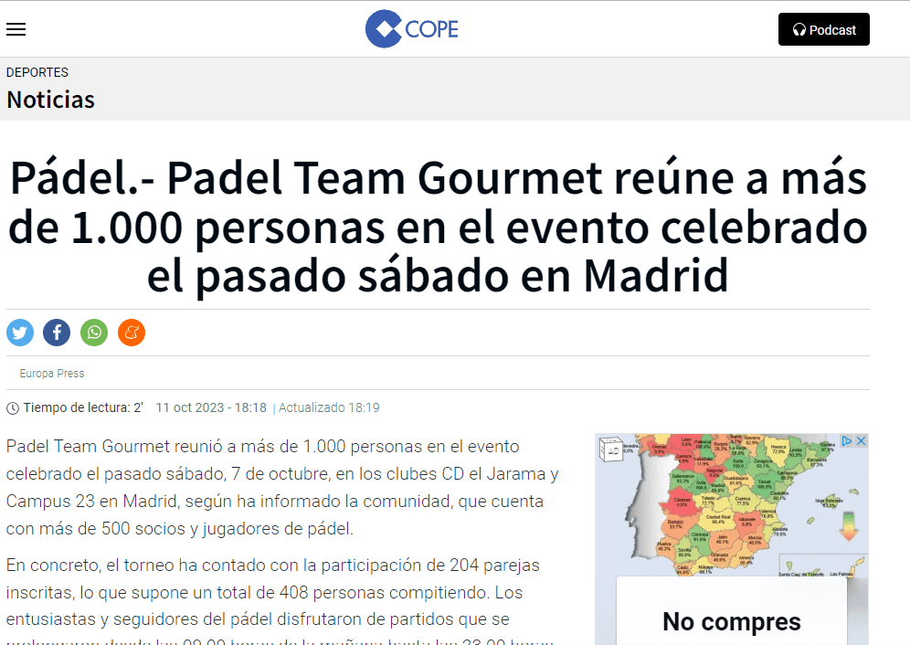 El evento de Padel Team Gourmet acapara la atención mediática