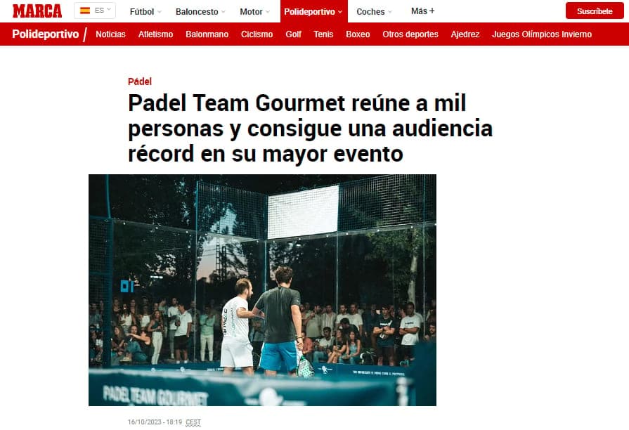 El evento de Padel Team Gourmet acapara la atención mediática